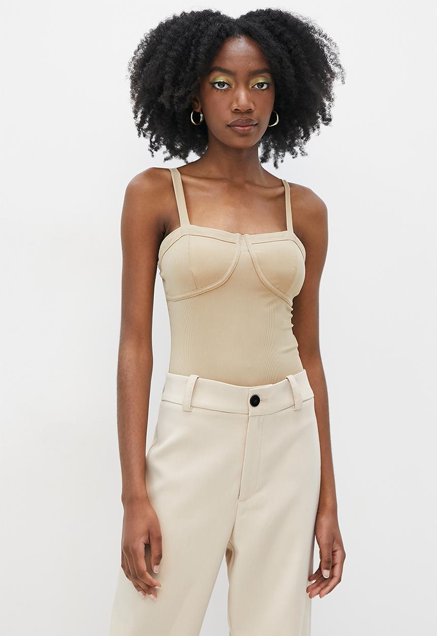 VELVET - Knit corset bodysuit - latte