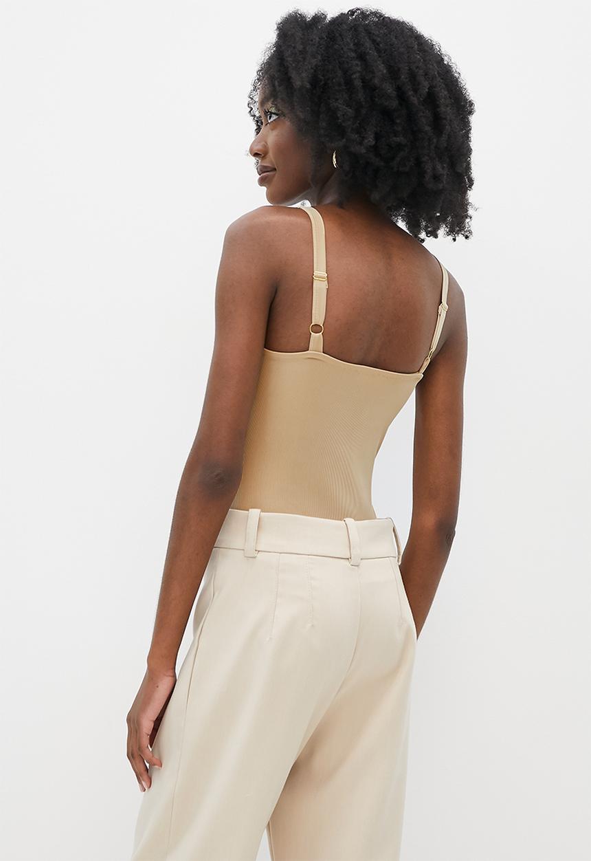 VELVET - Knit corset bodysuit - latte