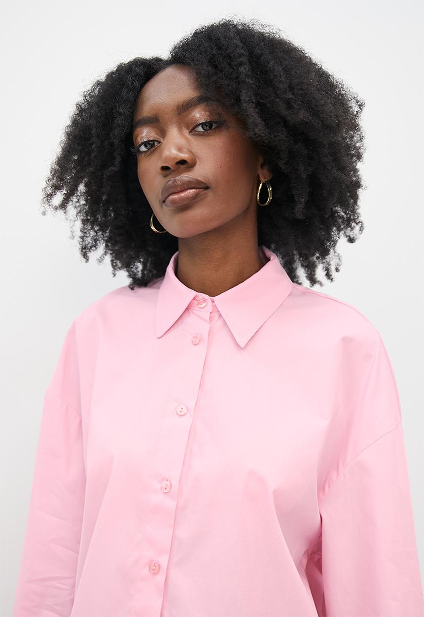 VELVET - Oversize luxe woven shirt - pink