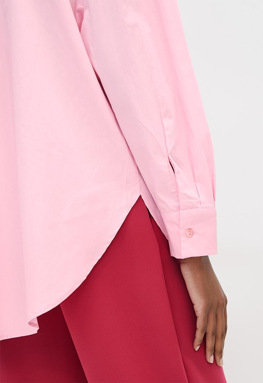 VELVET - Oversize luxe woven shirt - pink
