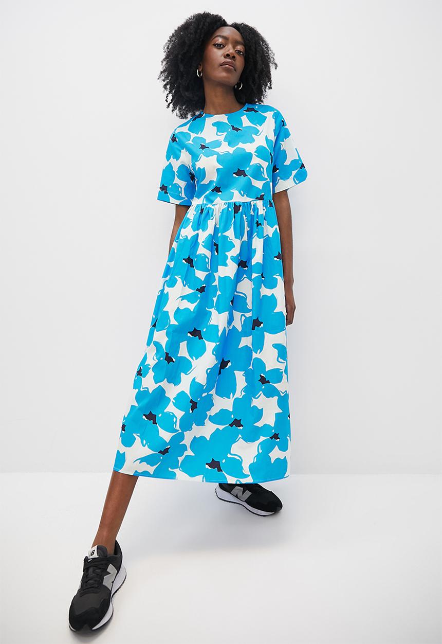 Superbalist - Baby doll midi - cyan bold flower