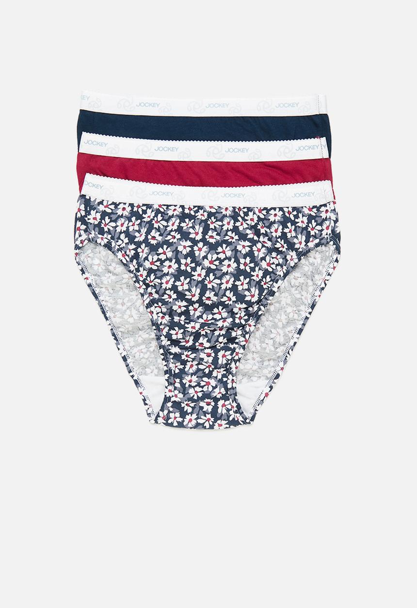 Jockey - 3 pk printed french cut - persian red/bursting daisy/midnight navy
