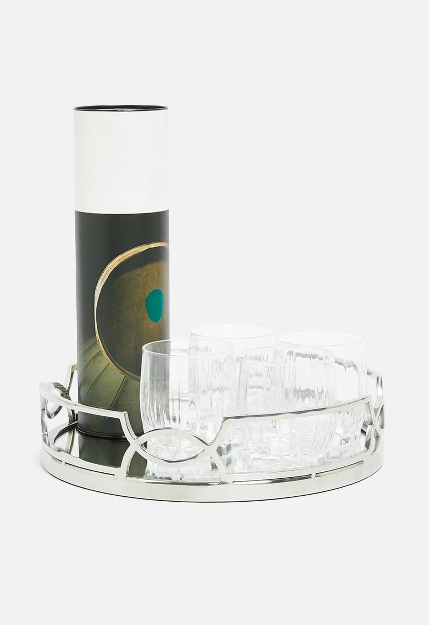 Sixth Floor - Round mirror tray - silver