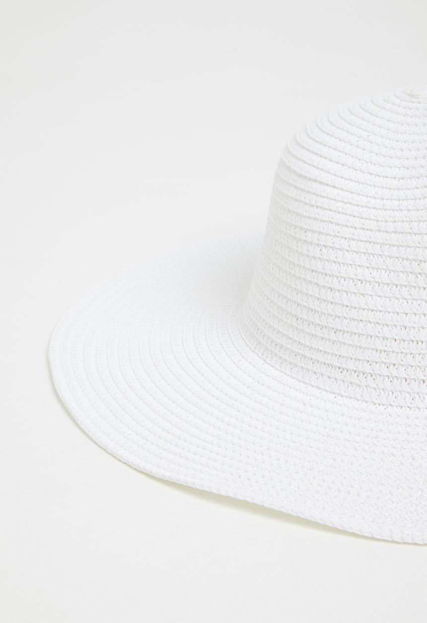 edit - Jill wide brim sun hat - white