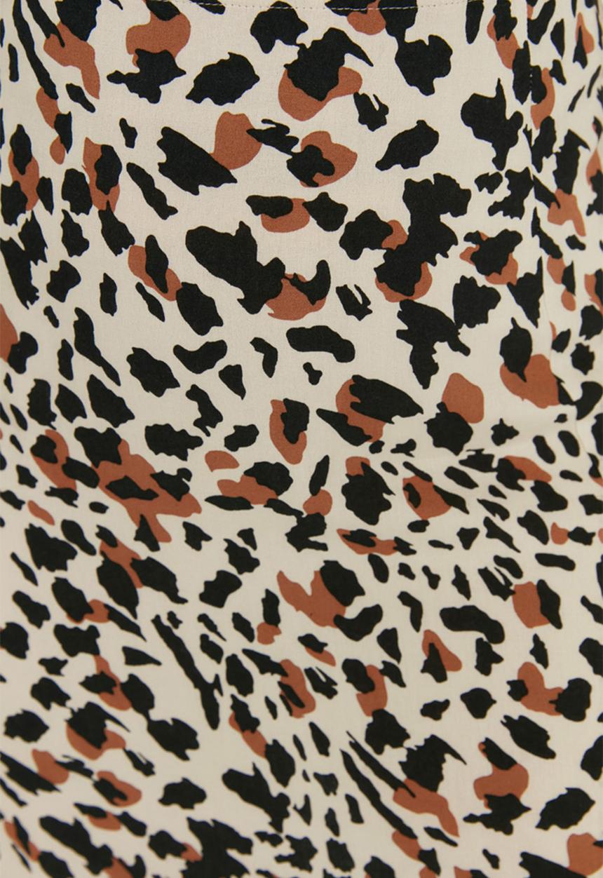 Trendyol - Plus print slit detail skirt - beige