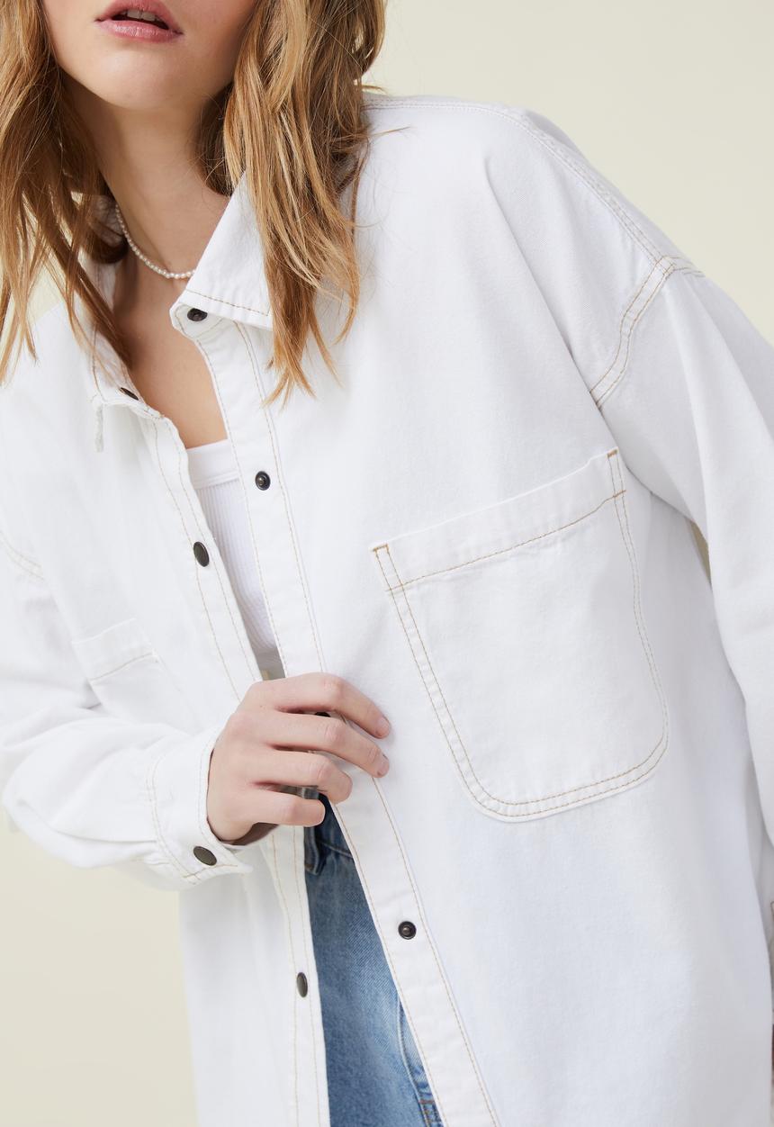 Cotton On - Oversized utility denim shirt - whitehaven