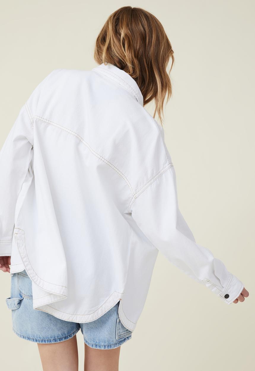 Cotton On - Oversized utility denim shirt - whitehaven