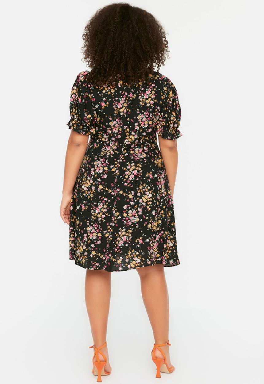 Trendyol - Plus floral v-neck woven dress - multi