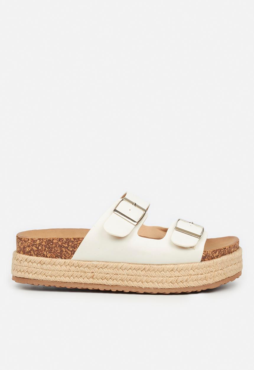 Butterfly Feet - Aloe 1 flatform espadrille slide - white