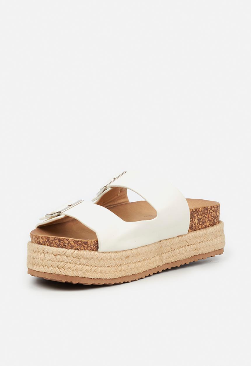 Butterfly Feet - Aloe 1 flatform espadrille slide - white