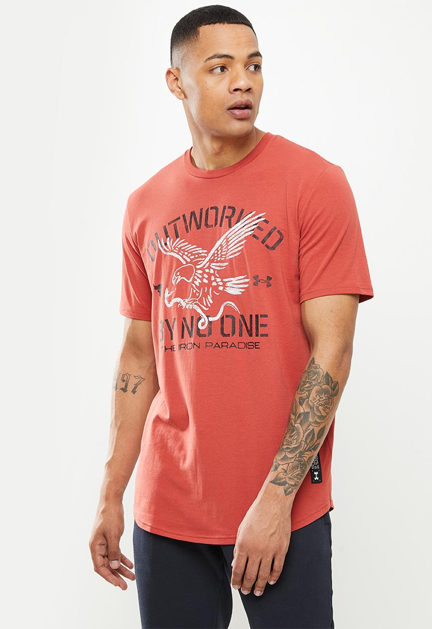 Under Armour - UA Project Rock Outworked SS Tee - rust