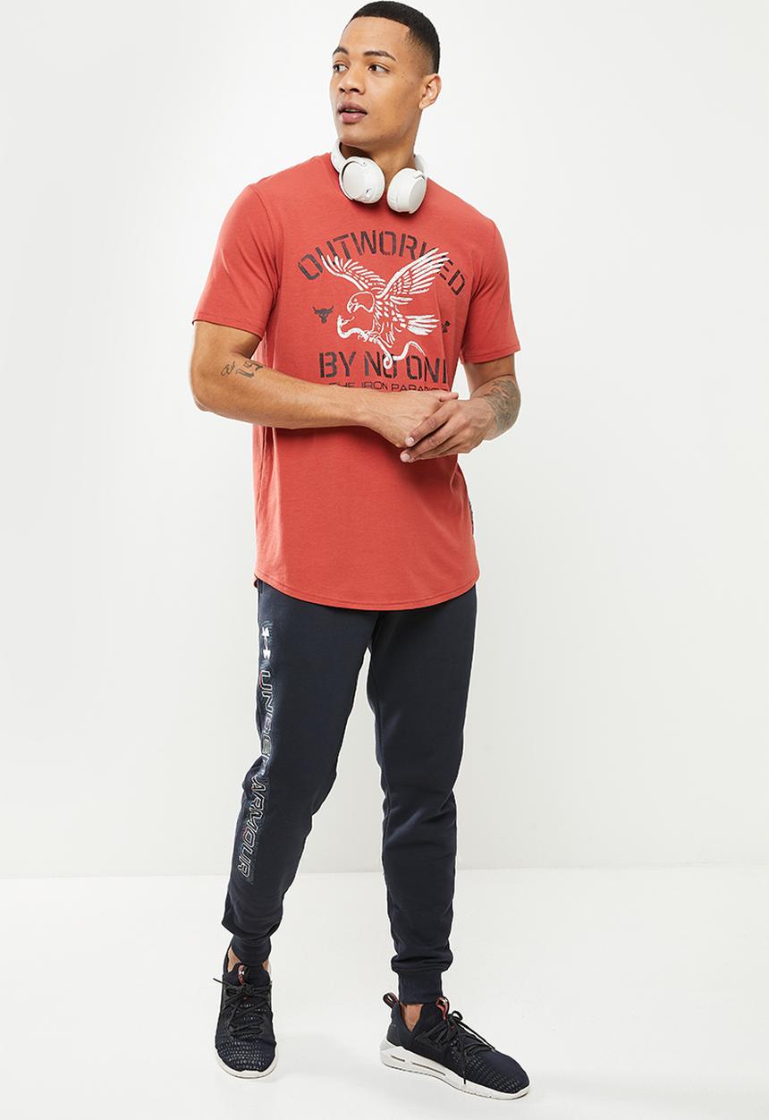 Under Armour - UA Project Rock Outworked SS Tee - rust