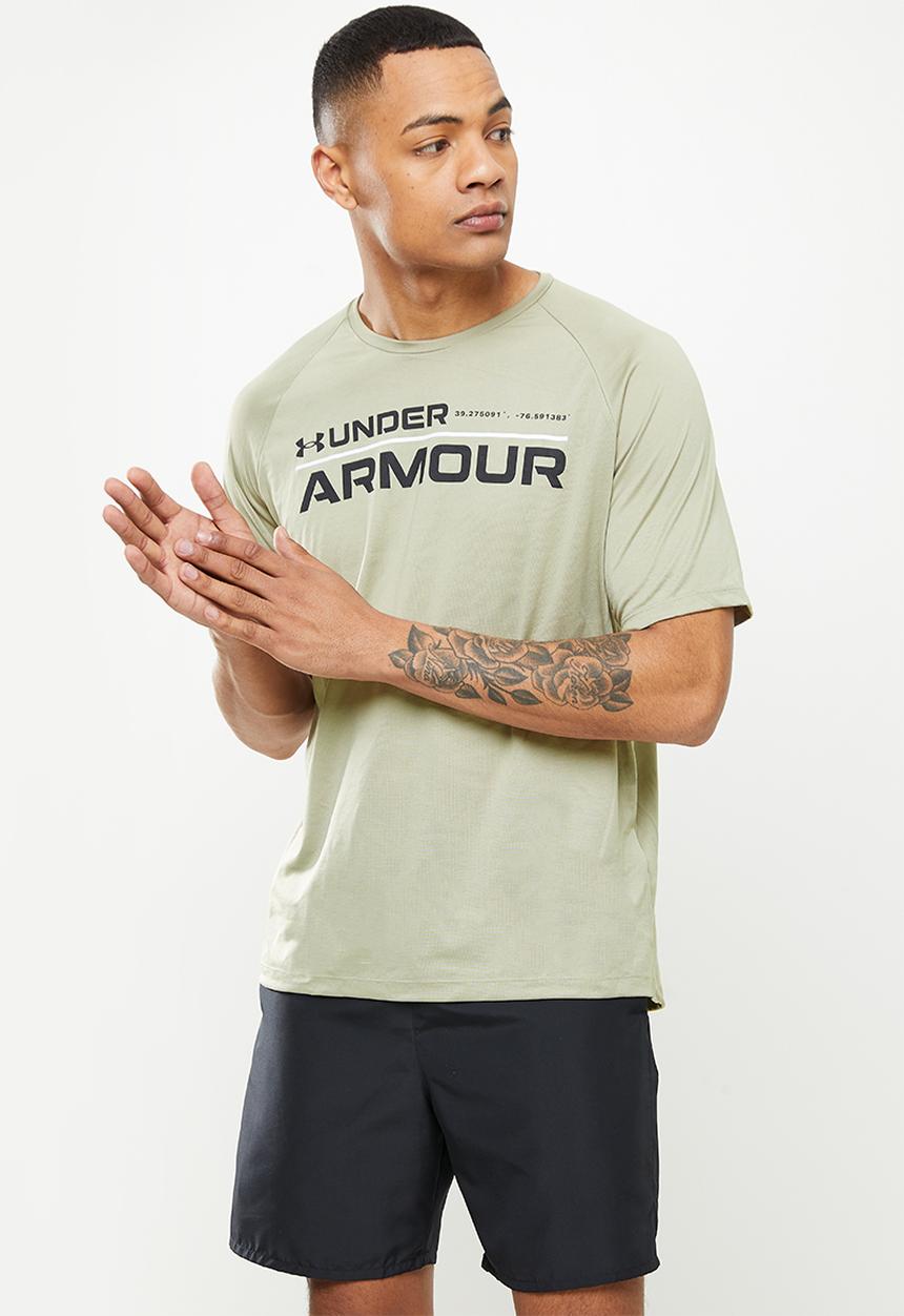 Under Armour - UA Tech™ 2.0 Wordmark Short Sleeve Tee - khaki gey