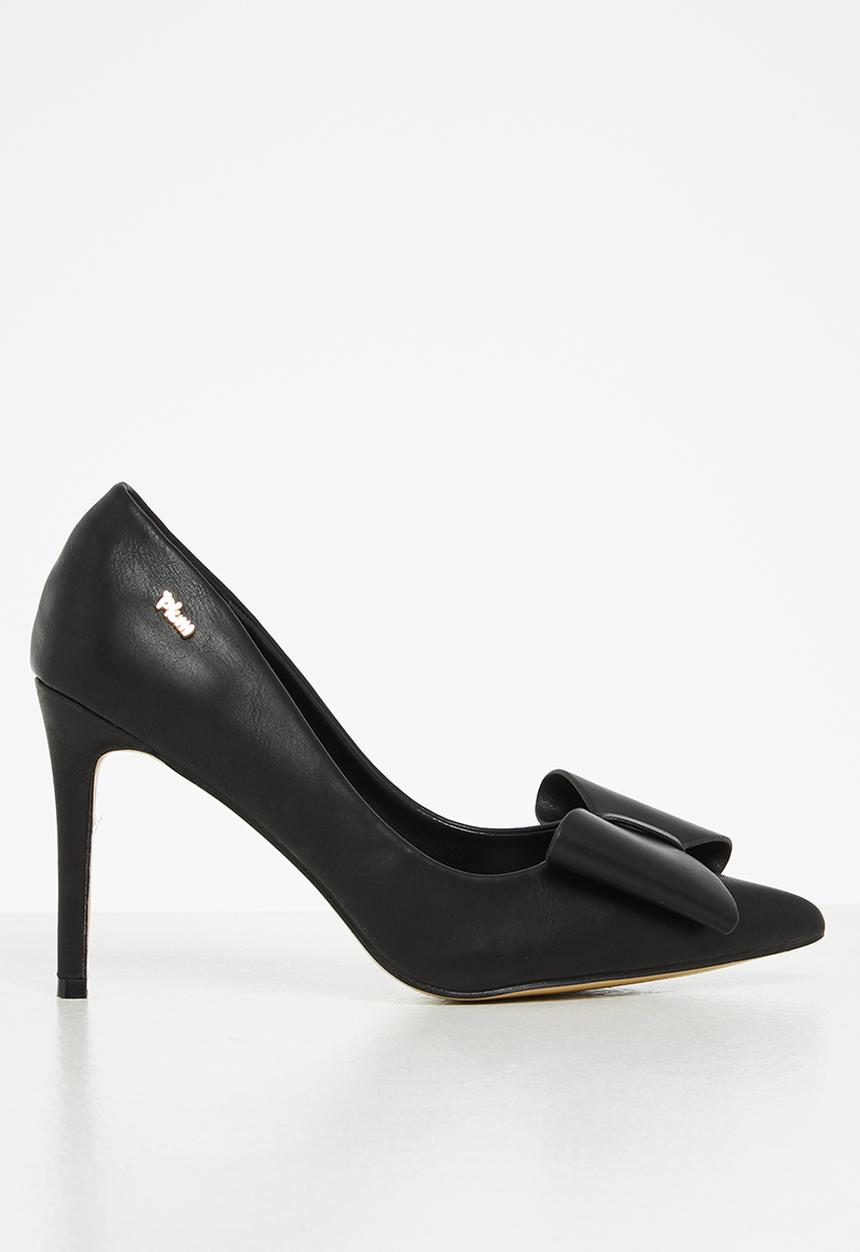 Plum - Minnie barely there court heel - black