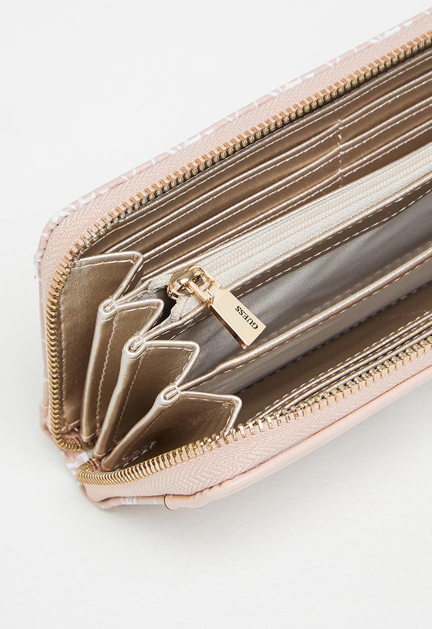 GUESS - Kasinta slg large zip around - biscuit logo multi
