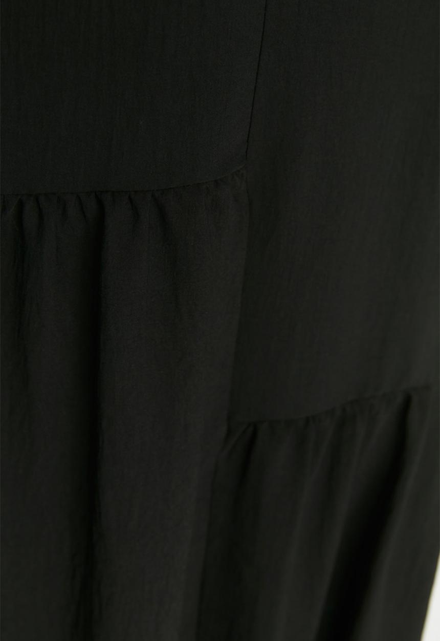 Trendyol - Plus ruffle maxi woven dress - black