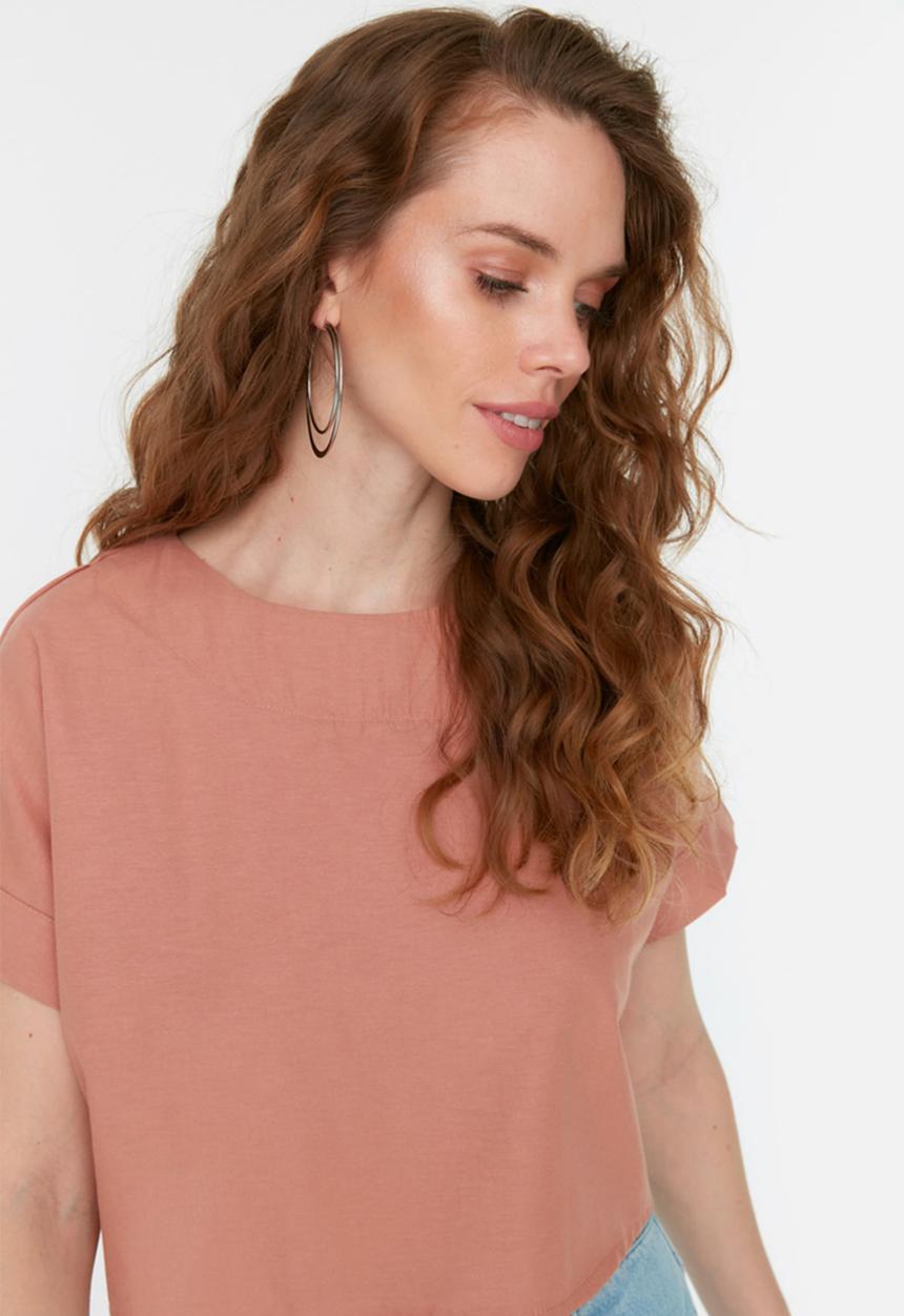 Trendyol - Loose fit crop blouse - camel