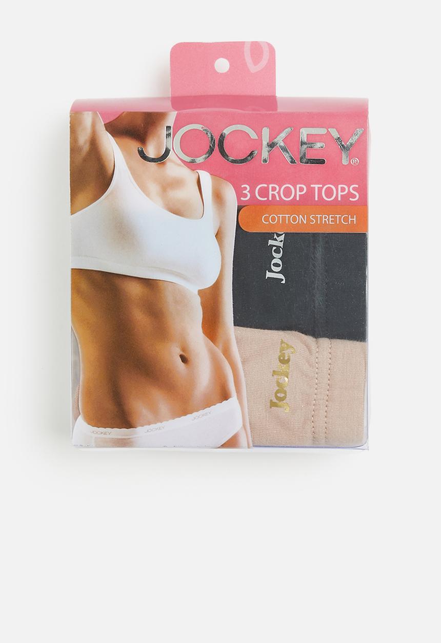 Jockey - 3 Pack cotton stretch crop top - multi 