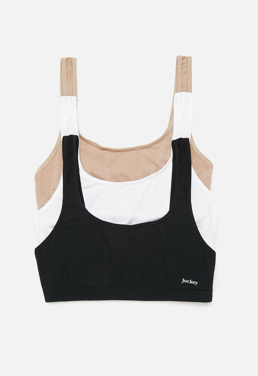 Jockey - 3 Pack cotton stretch crop top - multi 