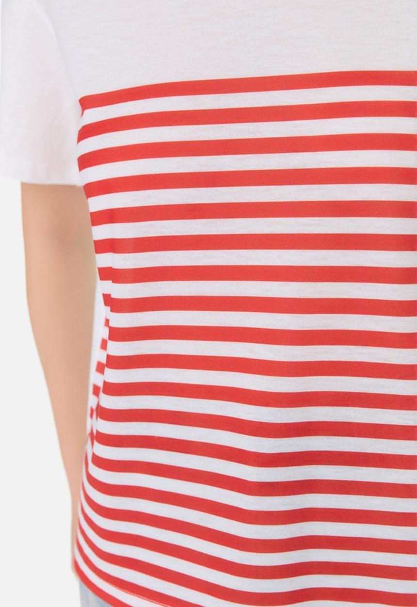 Trendyol - Striped knit t-shirt - red