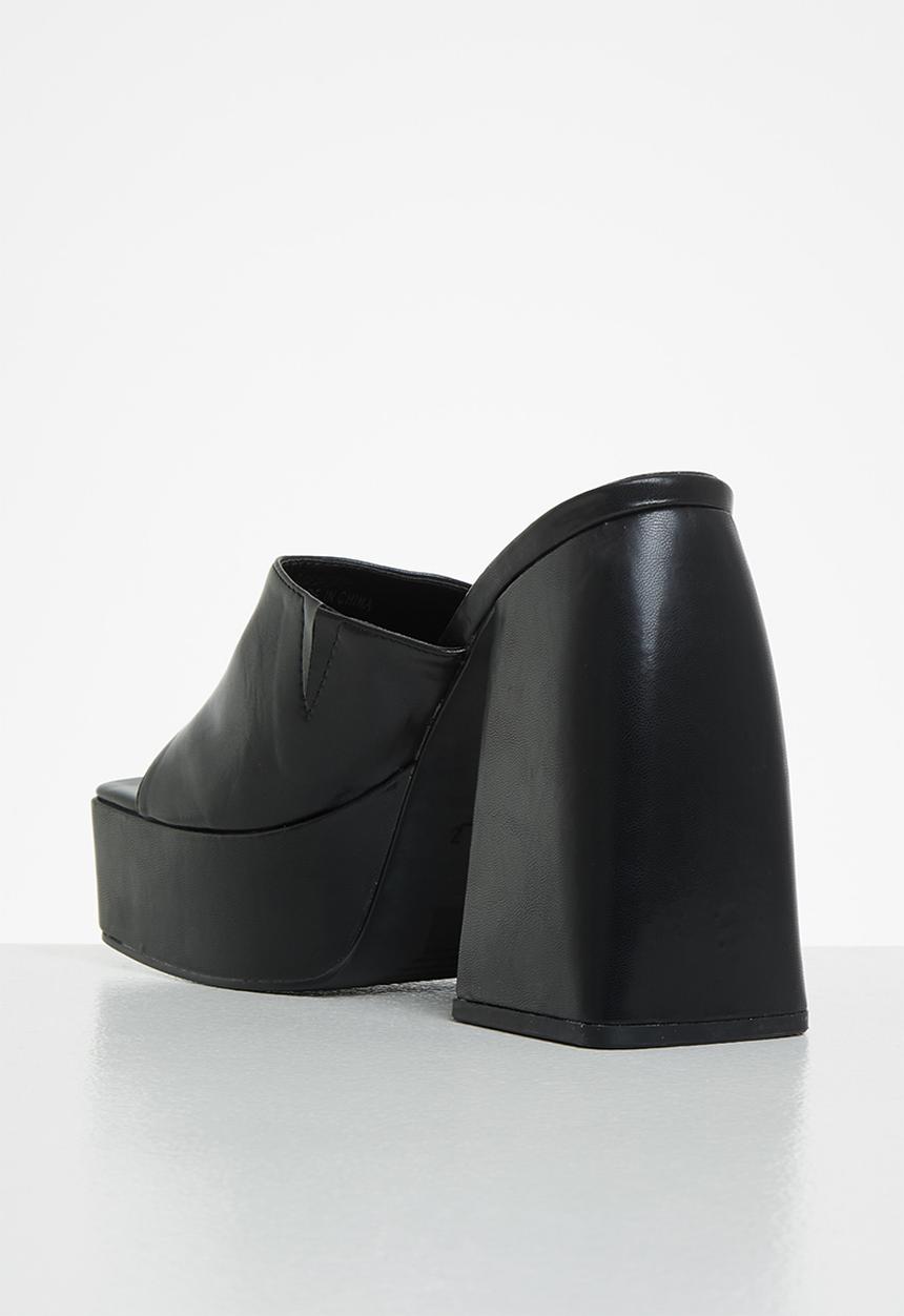 Z_Code_Z - Fhalayla square toe platform mule heel - black