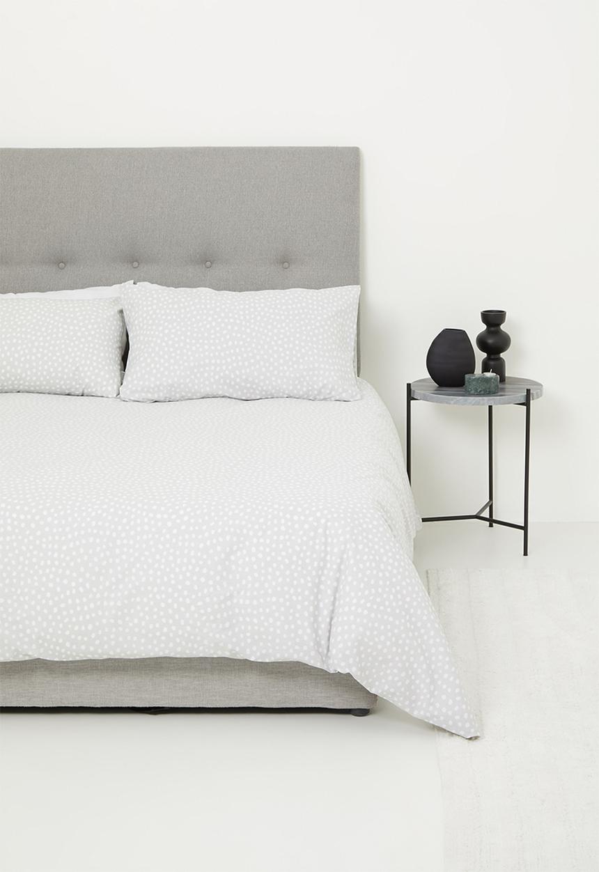 Sixth Floor - Dotty printed poly cotton duvet set - grey & white