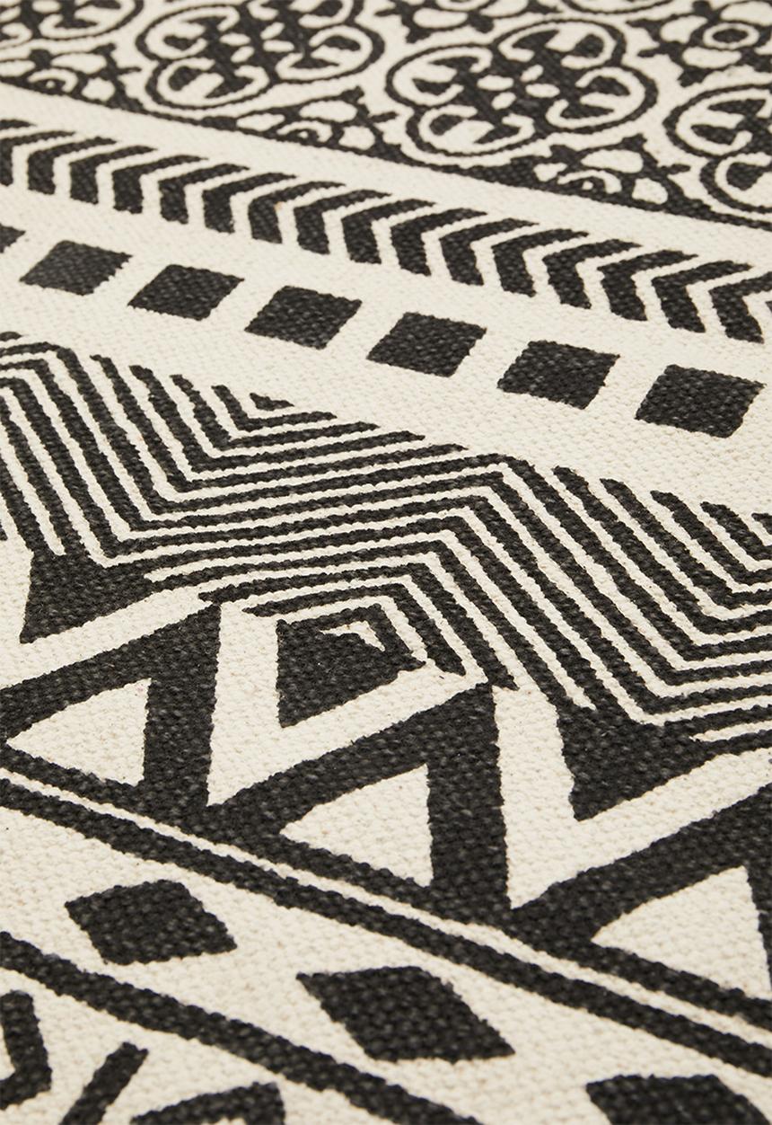 Sixth Floor - Block printed runner - black & neutral