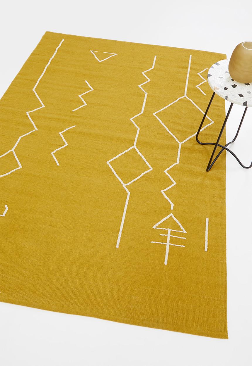 Sixth Floor - Sierra cotton woven rug - mustard yellow