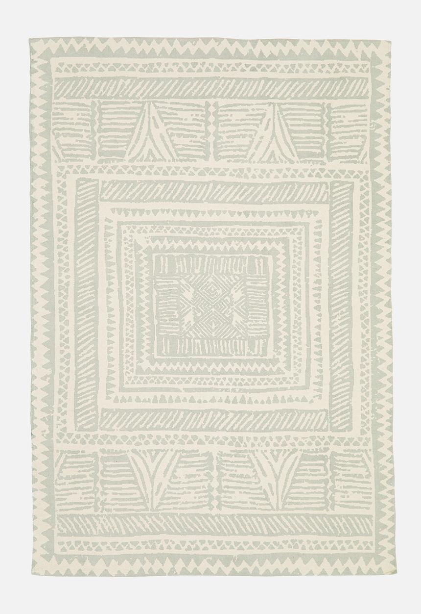 Sixth Floor - Block printed rug - blue