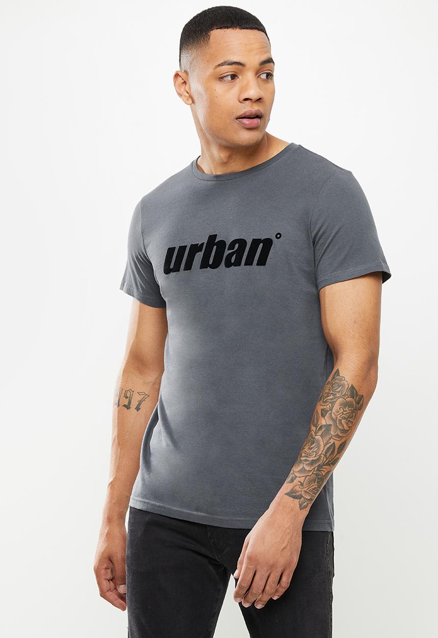 urban° - Urban flock logo T-shirt - charcoal