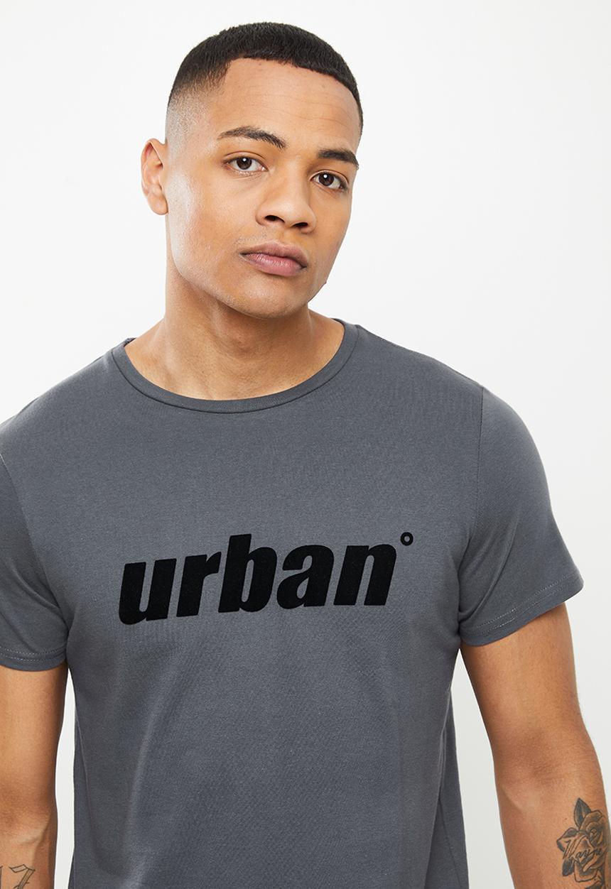 urban° - Urban flock logo T-shirt - charcoal