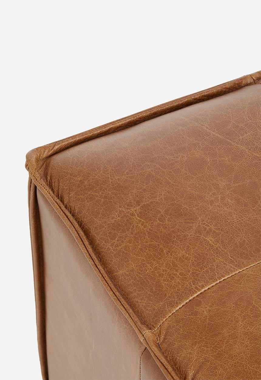 Sixth Floor - Leather ottoman - tan