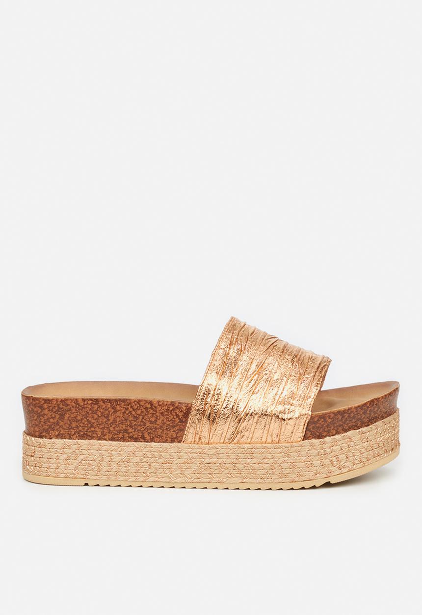 Butterfly Feet - Peacan 1 flatform espadrille slide - rose gold