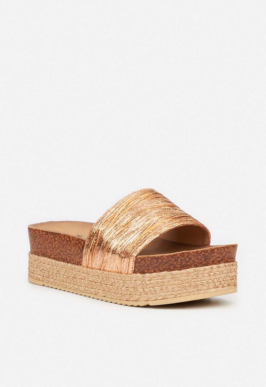 Butterfly Feet - Peacan 1 flatform espadrille slide - rose gold