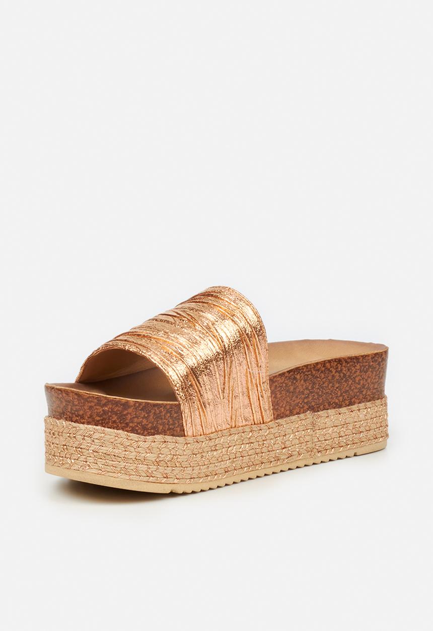 Butterfly Feet - Peacan 1 flatform espadrille slide - rose gold