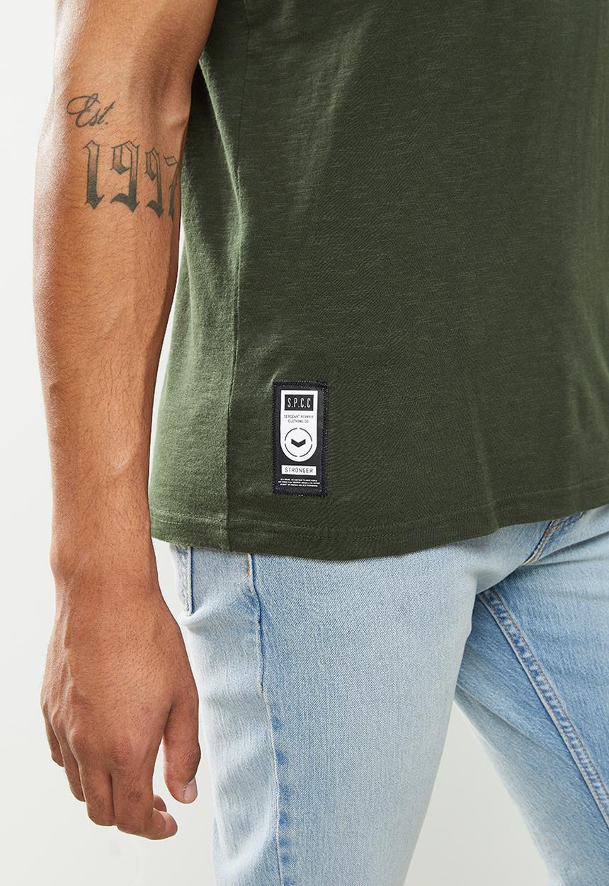 S.P.C.C - Parris regular fit straight hem tee - dark moss