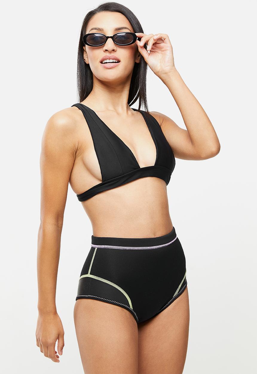 Cotton On - Body surf wetsuit boyleg - black & sunny lime