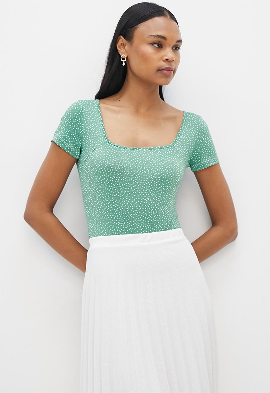 MILLA - Square neck ptd bodysuit - sage 