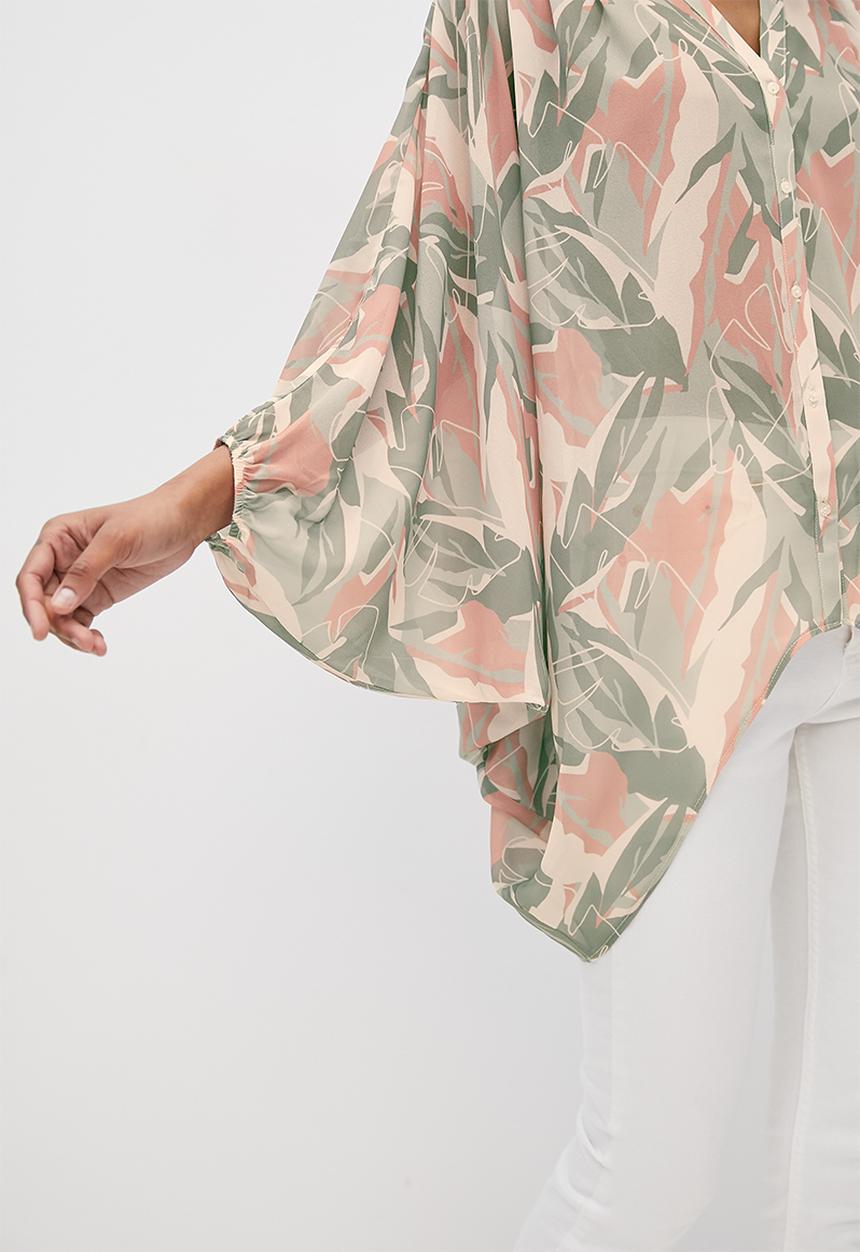MILLA - Dolman sleeve button down top - multi