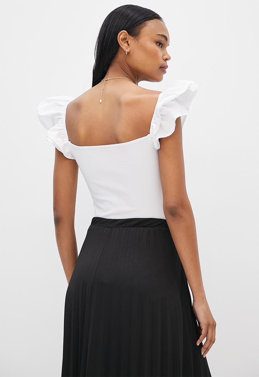 MILLA - Ruffle sweetheart combo bodysuit - white