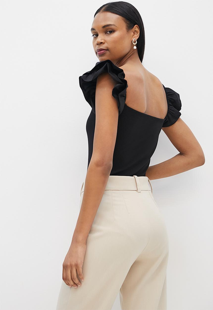 MILLA - Ruffle sweetheart combo bodysuit - black