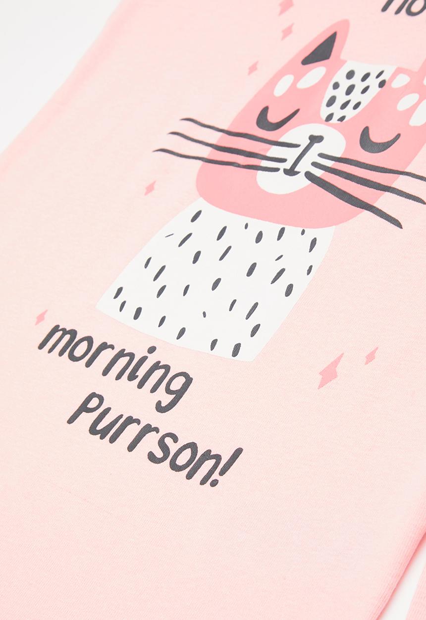 MINOTI - 2-Piece cat pyjama set - pink & grey