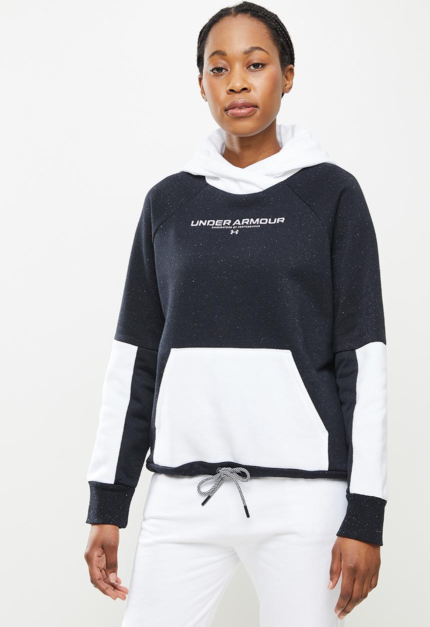 Under Armour - Rival + fleece hoodie - black & white