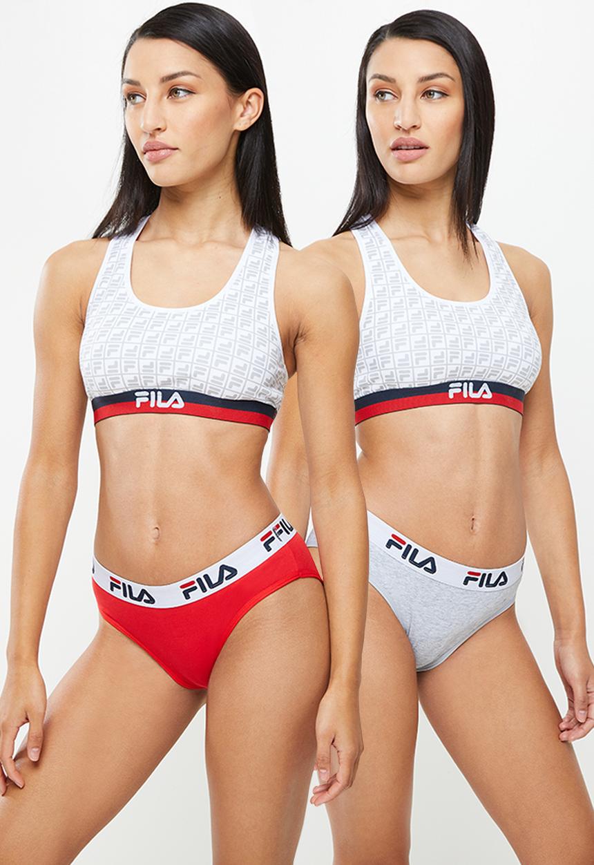 FILA - L23 2 Pack brief - grey melange & chinese red