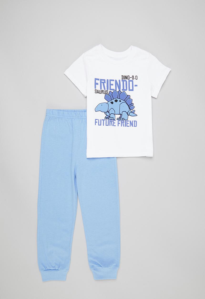 Superbalist - Boys tee & pant pj set - white & blue