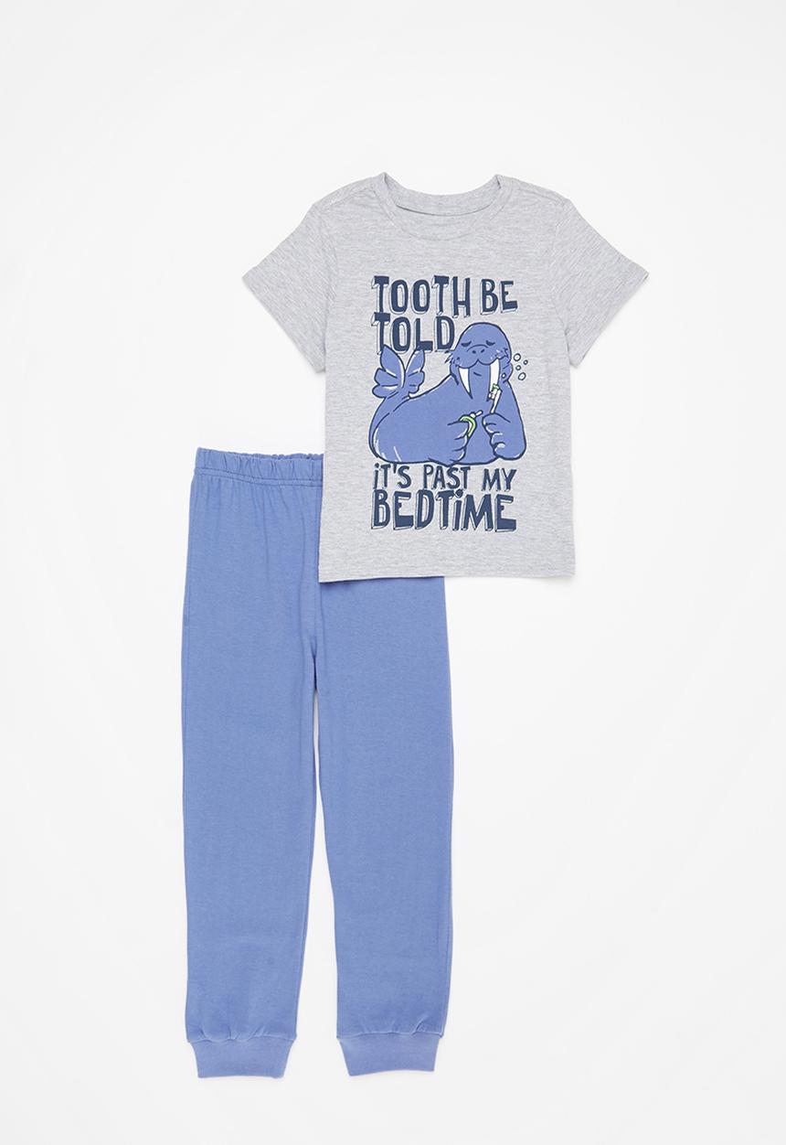 Superbalist - Boys tee & pant pj set - grey & blue