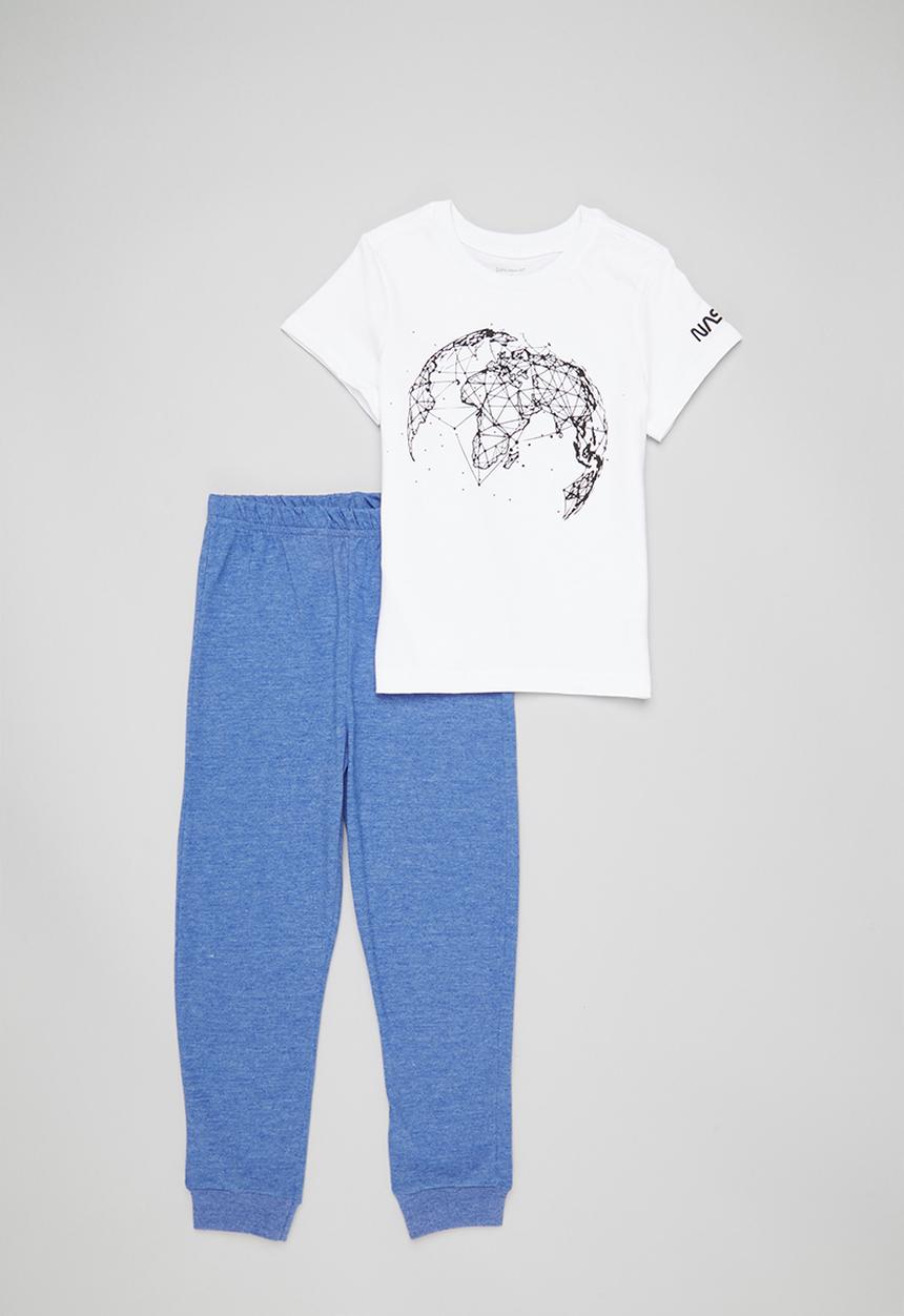 Superbalist - Boys nasa tee & pant pj set - white & blue
