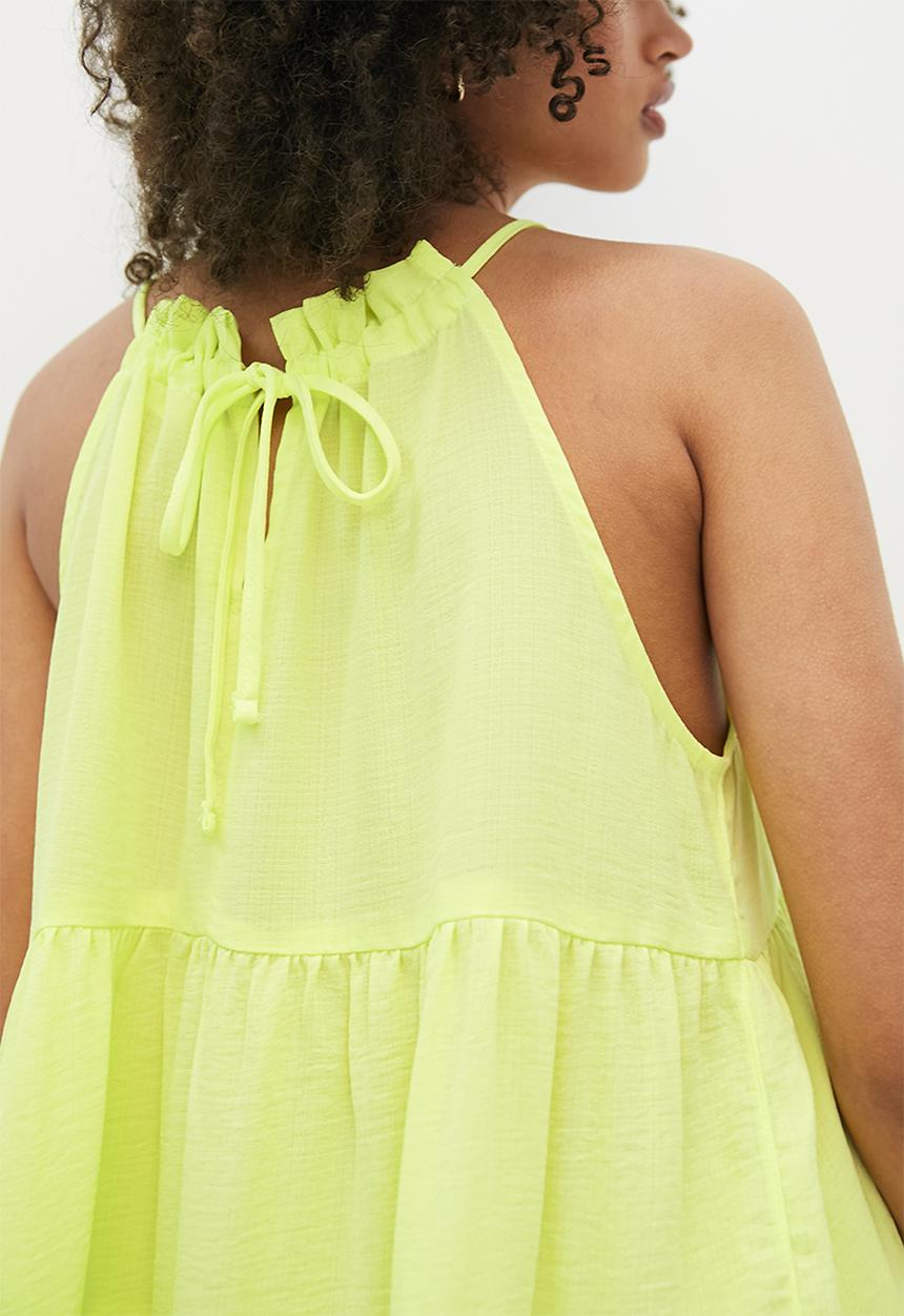Blake - Halter tiered mini dress - sunny lime