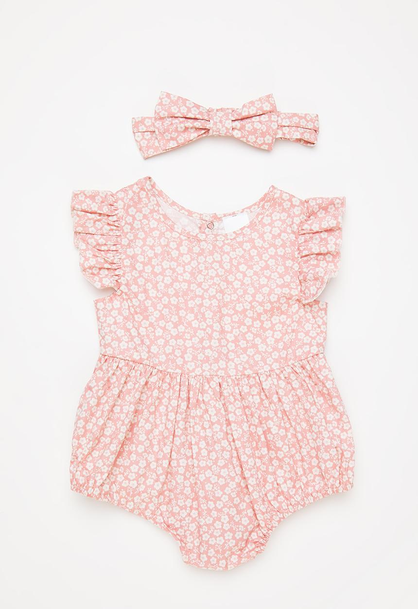 Pop Candy - Girls floral romper & headband set - pink