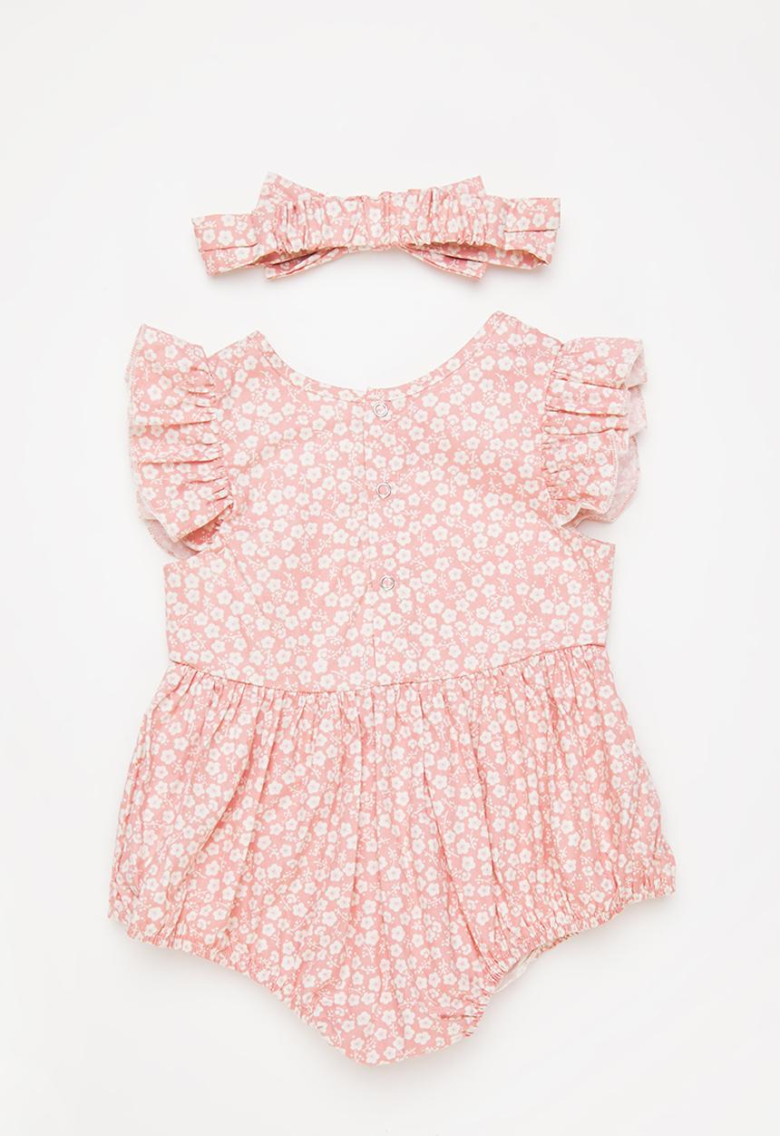 Pop Candy - Girls floral romper & headband set - pink